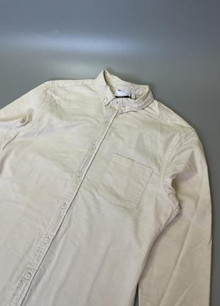 Базовая молочная рубашка asos, бежевая, кремовая, однотонная, классическая, повседневная, под брюки, костюм3 фото