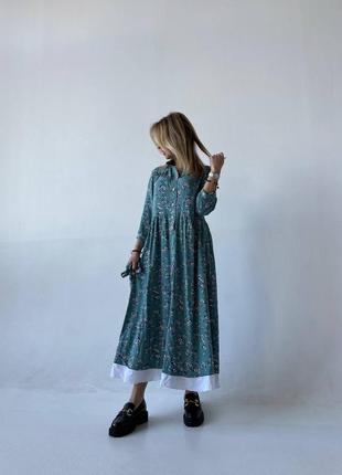 Стильное платье на пуговицах женское длинное в цветочек повседневное нарядное прогулочное1 фото