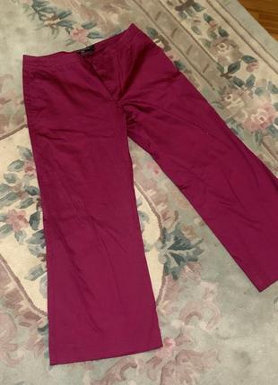 Штани брендові натуральні малинові рожеві класичні костюмні штани прямі широкі