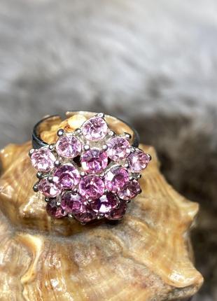 Шикарное безразмерное кольцо с камнями6 фото