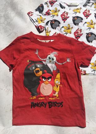 Новий набір футболок angry birds енгрі бьордз футболка нм хм h&m на 2-4 р 98 104 см2 фото