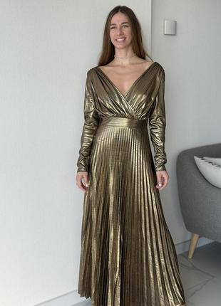 Золотое длинное платье размер s