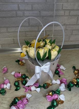 Сладкий букет, букет с конфет, сладкая корзина, корзина с конфет, конфеты цветы