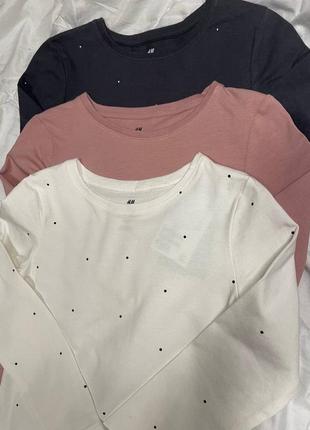 H&amp;m комплект хлопковых лонгсливов 3в1