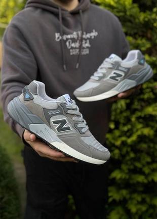 New balance кросівки спортивні сірі. екошкіра, сітка