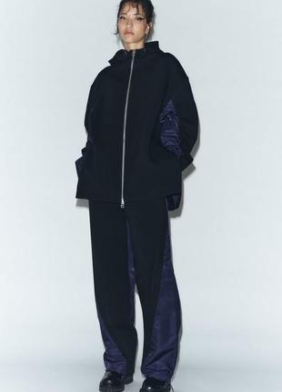 Куртка-бомбер синяя женская с вставками zara new10 фото