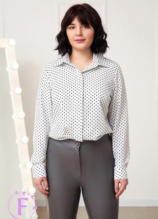 Размер 40-42ю50-52.женская рубашка в горошек4 фото