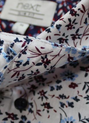 Симпатичная приталенная шведка / тенниска / рубашка на короткий рукав с флорой от next4 фото