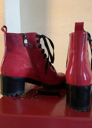 Розовые красные ботинки grasiana, лак, кожа7 фото