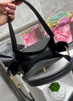 Женская стильная и качественная сумка из искусственной кожи черная5 фото