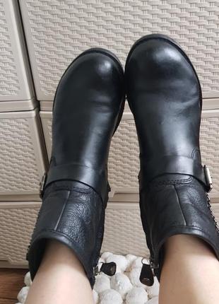 Зимние кожаные ботинки черные полусапожки сапоги3 фото