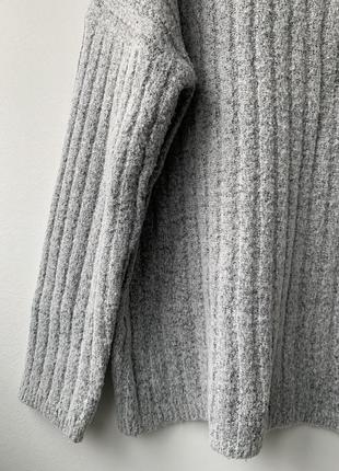 Сірий светр оверсайз в рубчик меланж в смужку в полоску2 фото
