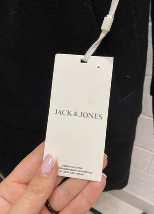 Двух стороннее пальто черная демисезонная куртка женская мужская jack&amp;jones3 фото