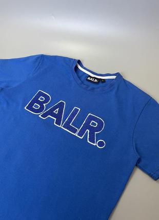 Синя футболка balr з плюшевим принтом на грудях, оригінал, балр, базова, однотонна