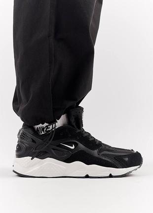 Мужские кроссовки nike air huarache runner black white1 фото