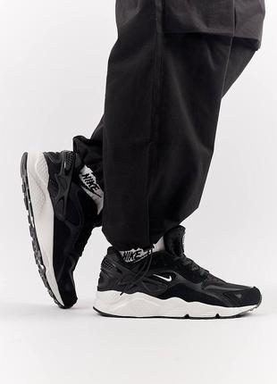 Мужские кроссовки nike air huarache runner black white2 фото