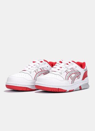 Кроссовки кожаные asics ex89 white/red2 фото