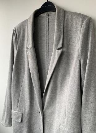 Пиджак серый прямой длинный без подкладки4 фото