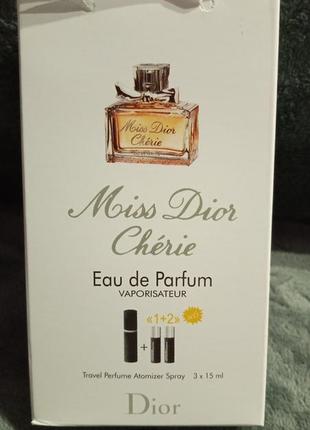 Мини парфюм женский набор подарочный miss dior cherie 3*15 ml