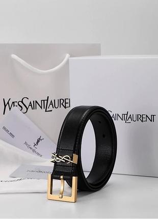 Жіночий шкіряний ремінь ysl (yves saint laurent) повний комплект, 110см