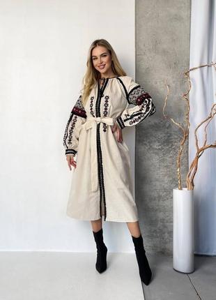 Сукня вишиванка ❤️ платье миди в этно стиле ❤️ желчее платье с вышивкой ❤️ вышитое платье