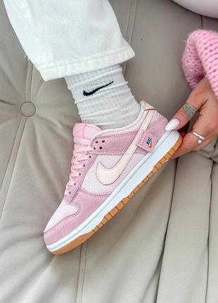 Нереально милые женские кроссовки nike sb dunk low teddy bear pink розовые