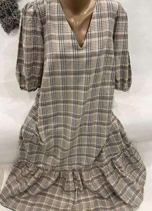 Стильное легкое платье в клетку , хлопок 100%