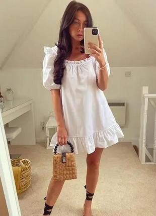 Котонова сукня, плаття вільного крою, оверсайз з прошвою zara