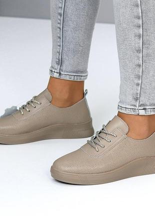 Кеды на утолщенной подошве "appletree", мокко, натуральная кожа6 фото