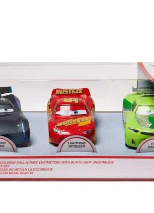 Набір машинок із підсвіткою тачки disney cars light-up pullback die cast set3 фото