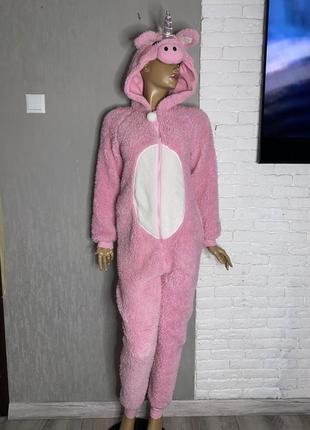 Плюшевое мохнатое кигуруми единорог цельная теплая пижама XL / 50 совы, xs-s