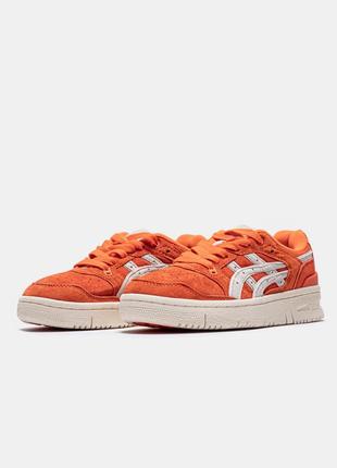 Кроссовки замшевые оранжевые asics ex89 kith orange