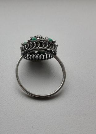 Кольцо с бирюзой серебряное проба 935 р18 винтаж срстр4 фото