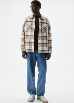 Плотная рубашка в клетку pull&bear - s, m, l подходит как унисекс