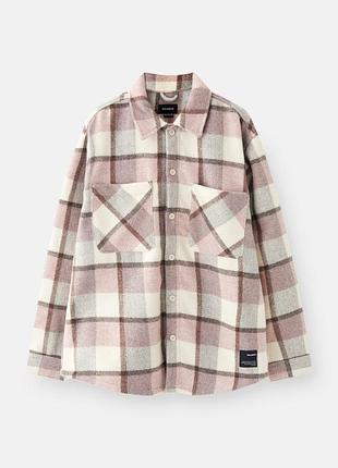 Плотная рубашка в клетку pull&bear - s, m, l подходит как унисекс