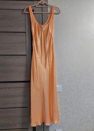 Длинное атласное платье без рукава 🔹в бельевом стиле weekday(размер 36-38)2 фото