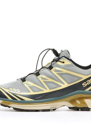 Мужские беговые кроссовки salomon xt - 6 grey beige2 фото