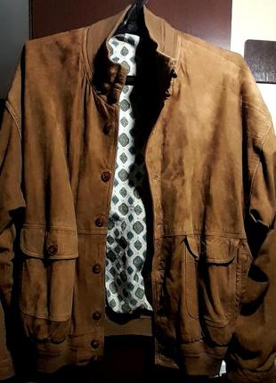 Кожаная куртка, натуральный замшевый бомбер большой размер.5 фото