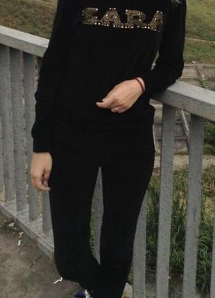 Костюм zara чорний бархатний
