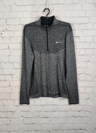 Кофта спортивная мужская беговая тренировочная лонгслив nike dri-fit knit half-zip golf top1 фото