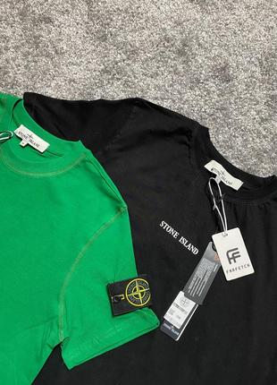 Футболки stone island чорна та зелена2 фото