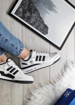 Жіночі кросівки adidas forum 84 white black білі з чорним кеди адідас форум осінні весняні демісезонні демісезон низькі шкіряні шкіра відмінна якість