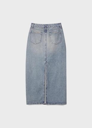 Джинсовая юбка макси, джинсовая юбка с разрезом сзади6 фото