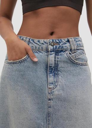 Джинсовая юбка макси, джинсовая юбка с разрезом сзади2 фото