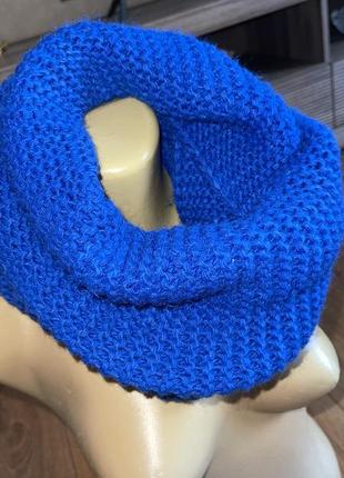 Синій шарф снуд бафф теплий об'ємний шарфик