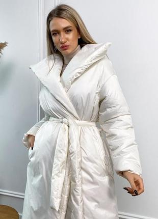Женское оверсайз пальто с запахом3 фото