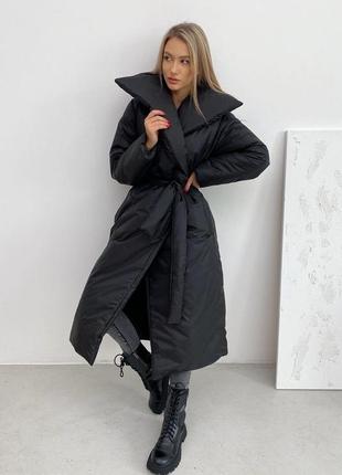 Женское оверсайз пальто с запахом8 фото