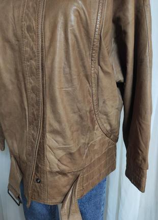 Стильная винтажная оверсайз куртка бомбер из натуральной кожи5 фото