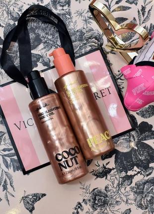 Бронзер, тонер, хайлайтер, олія для тіла з шиммером victorias secret pink. вікторія сікрет пінк6 фото