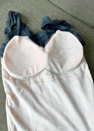 Майка тепла термо жіноча з кружевом паралонові вкладки зимова на флісі3 фото